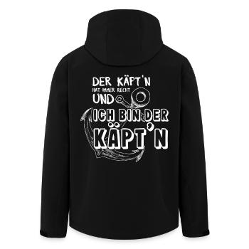 Käptn Kapitän Anker Schifffahr Bootsführerschein - Recycelte Männer Softshell-Jacke von Stanley/Stella - Schwarz - Hinten - AI Model Male 185 light (185cm)