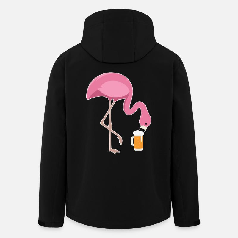 Flamingo Drinking Beer Pink Flamingo - Men’s Recycled Softshell Jacket by Stanley/Stella - black