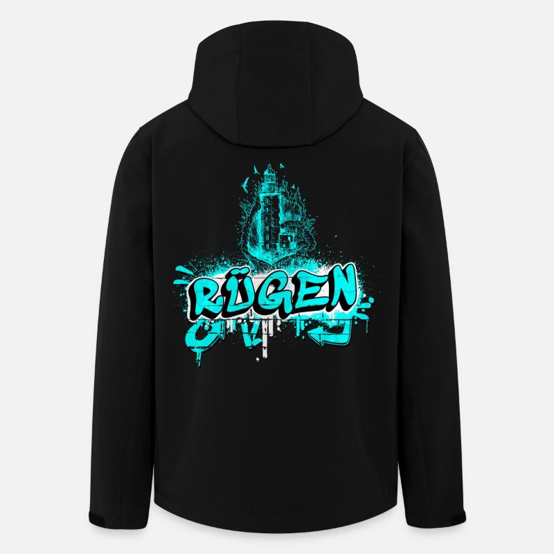 Rügen Graffiti Leuchtturm Design - Recycelte Männer Softshell-Jacke von Stanley/Stella - Schwarz