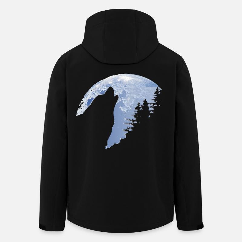 Wolf howls moon - Wolf's silhouette - Men’s Recycled Softshell Jacket by Stanley/Stella - black