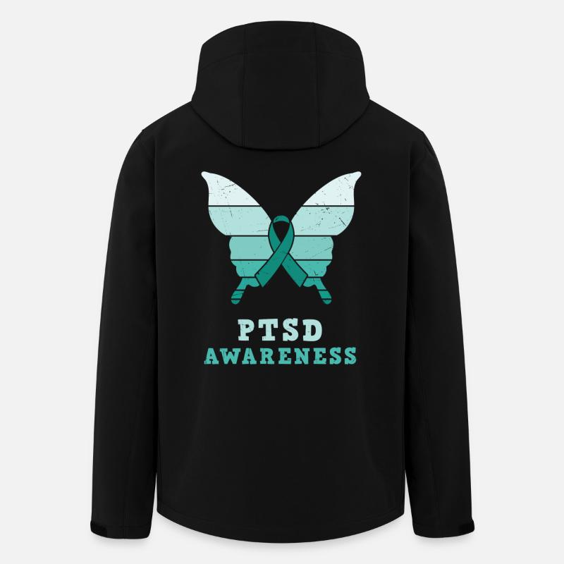 Butterfly Ptsd Awareness Teal Ribbon - Men’s Recycled Softshell Jacket by Stanley/Stella - black