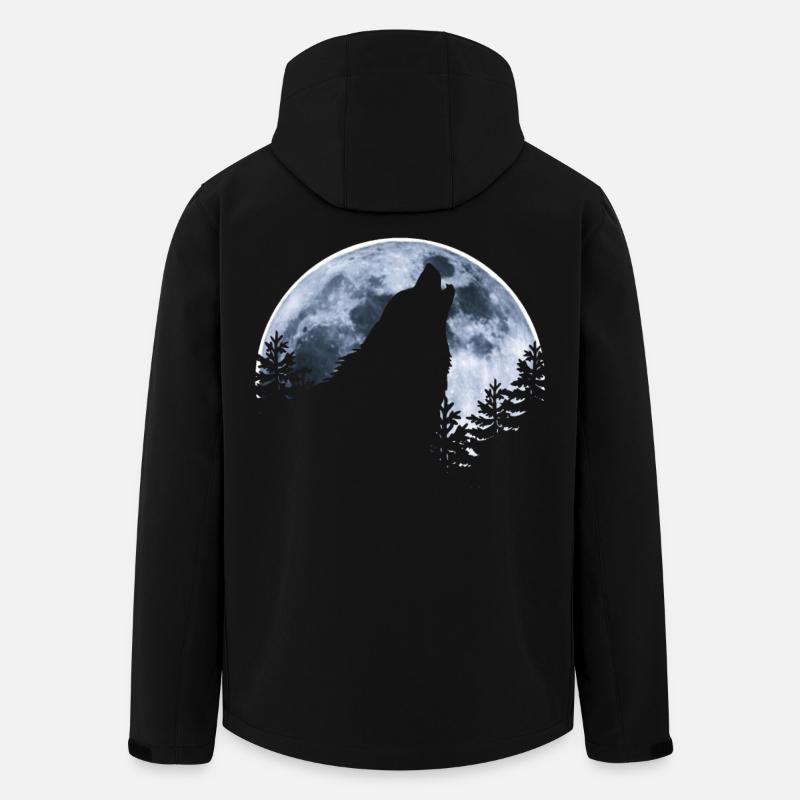 Wolf howls moon - Wolf's silhouette - Men’s Recycled Softshell Jacket by Stanley/Stella - black