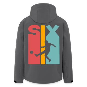 6 years football children 6th birthday - Men’s Recycled Softshell Jacket by Stanley/Stella - black - Back - AI Model Male 185 light (185cm)