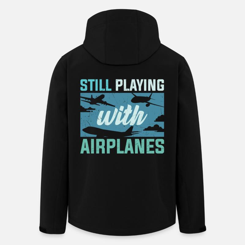 Pilot Still Playing With Airplanes - Men’s Recycled Softshell Jacket by Stanley/Stella - black