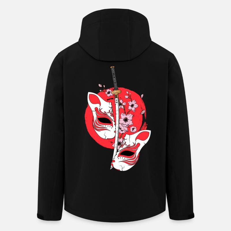 Kitsune Masque Épée Japonaise Katana Japonais - Veste softshell homme en polyester recyclé Stanley/Stella - noir