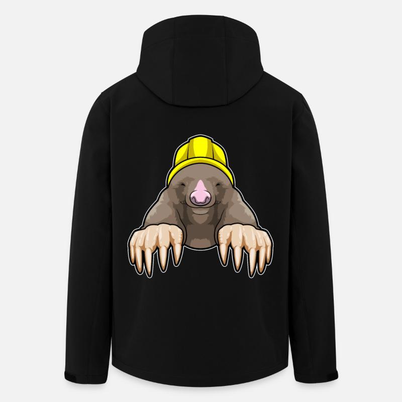 Maulwurf als Bergmann mit Helm - Recycelte Männer Softshell-Jacke von Stanley/Stella - Schwarz