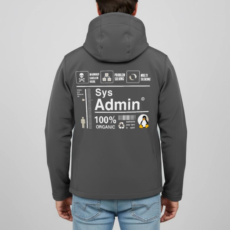 Sys Admin Penguin Computer Nerd pc Board cpu inh Men’s Recycled Softshell Jacket Discoverer by Stanley/Stella