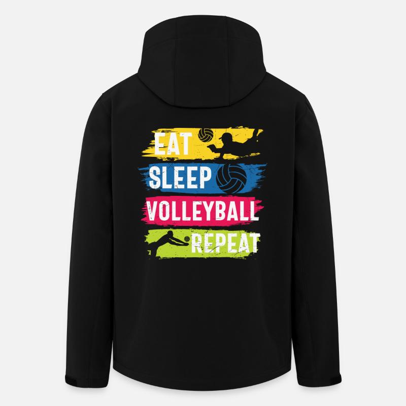 Manger dormir Volley-ball Répéter - Veste softshell homme en polyester recyclé Stanley/Stella - noir