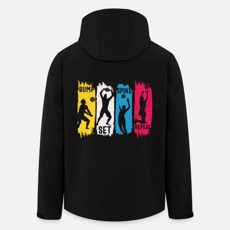 Volleyball Bump Set Spike Répéter - Veste softshell homme en polyester recyclé Stanley/Stella - noir