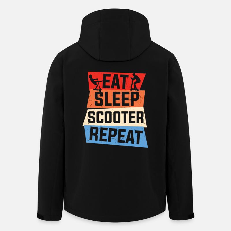 Scooter Citat Äta Sömn Scooter Upprepa - Softshelljacka herr i återvunnen polyester Stanley/Stella - svart