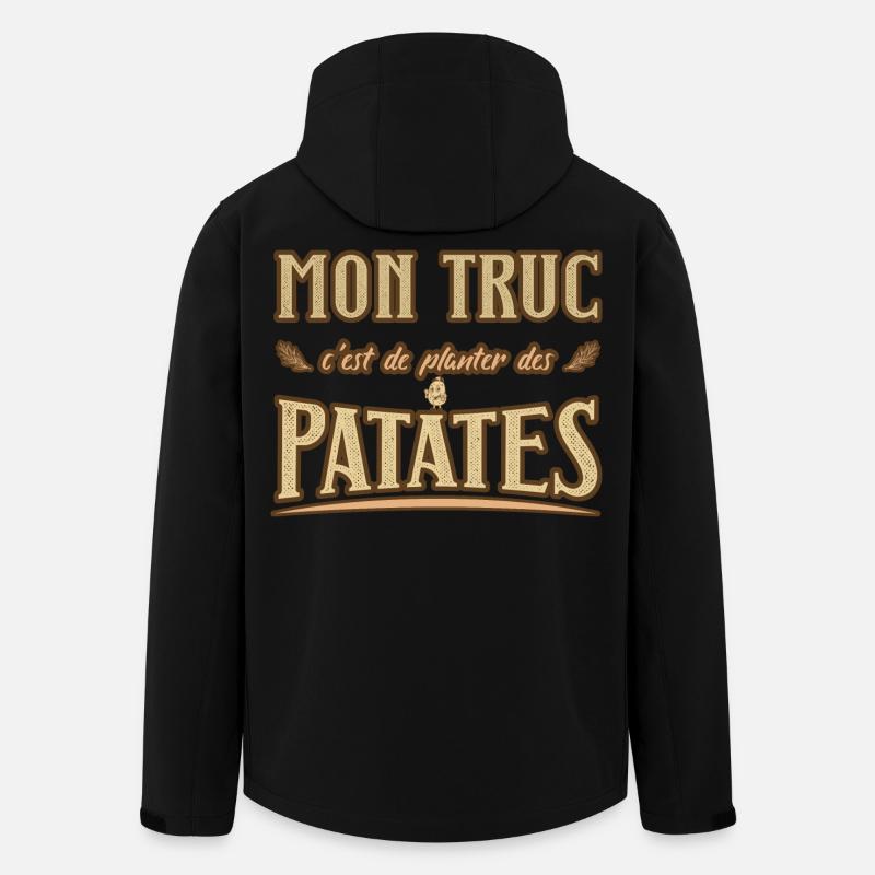 Mon truc c'est de planter des patates humour - Veste softshell homme en polyester recyclé Stanley/Stella - noir