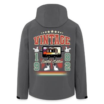 1982 Année de naissance Cassette vintage - Veste softshell homme en polyester recyclé Stanley/Stella - charbon - Dos - AI Model Male 185 light (185cm)