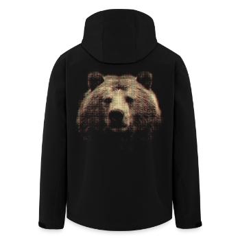 Red Halftone Bear Head - Men’s Recycled Softshell Jacket by Stanley/Stella - black - Back - AI Model Male 185 light (185cm)