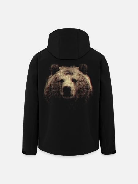 Red Halftone Bear Head - Men’s Recycled Softshell Jacket by Stanley/Stella - black