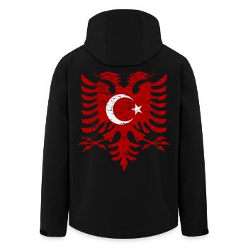 Albania Turkey flag used look - Men’s Recycled Softshell Jacket by Stanley/Stella - black - Back - AI Model Male 185 light (185cm)