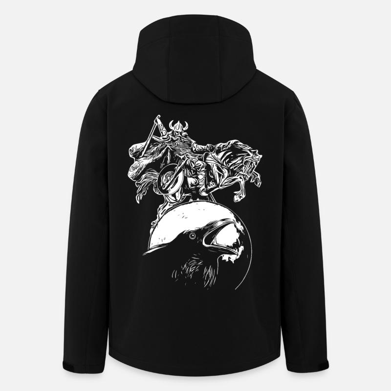 Wikinger zu Ross auf Rabe im Vollmond - Recycelte Männer Softshell-Jacke von Stanley/Stella - Schwarz