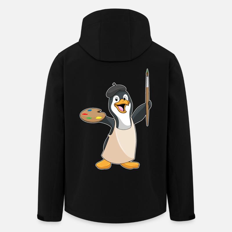 Penguin Painter Brush Painting - Men’s Recycled Softshell Jacket by Stanley/Stella - black