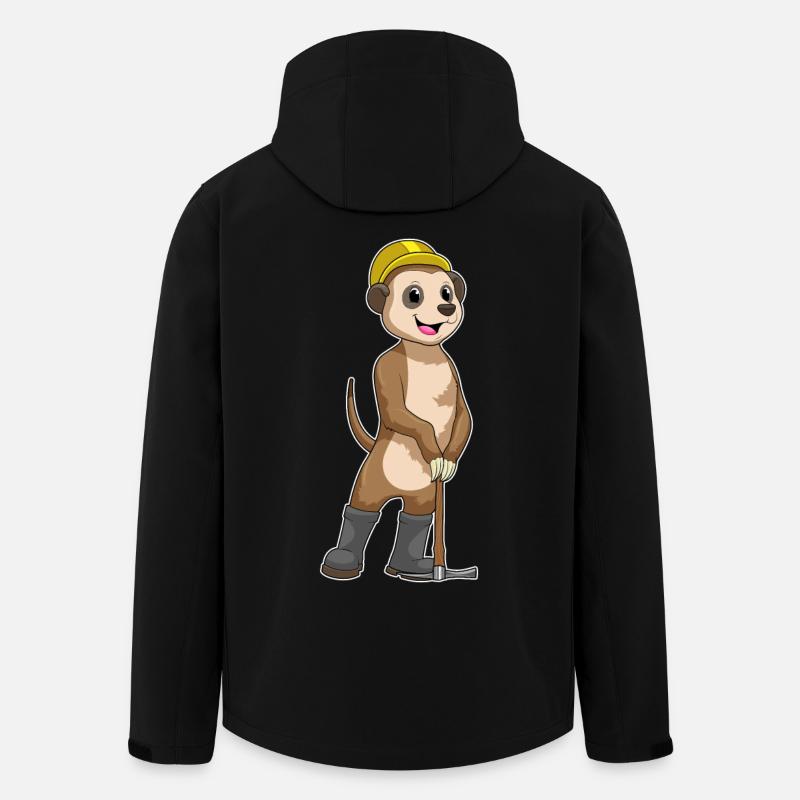 Erdmännchen als Bergarbeiter mit Spitzhacke - Recycelte Männer Softshell-Jacke von Stanley/Stella - Schwarz