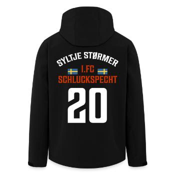 SYLTJE STØRMER - 9€ Ticket Sylt - Ich war dabei - Recycelte Männer Softshell-Jacke von Stanley/Stella - Schwarz - Hinten - AI Model Male 185 light (185cm)