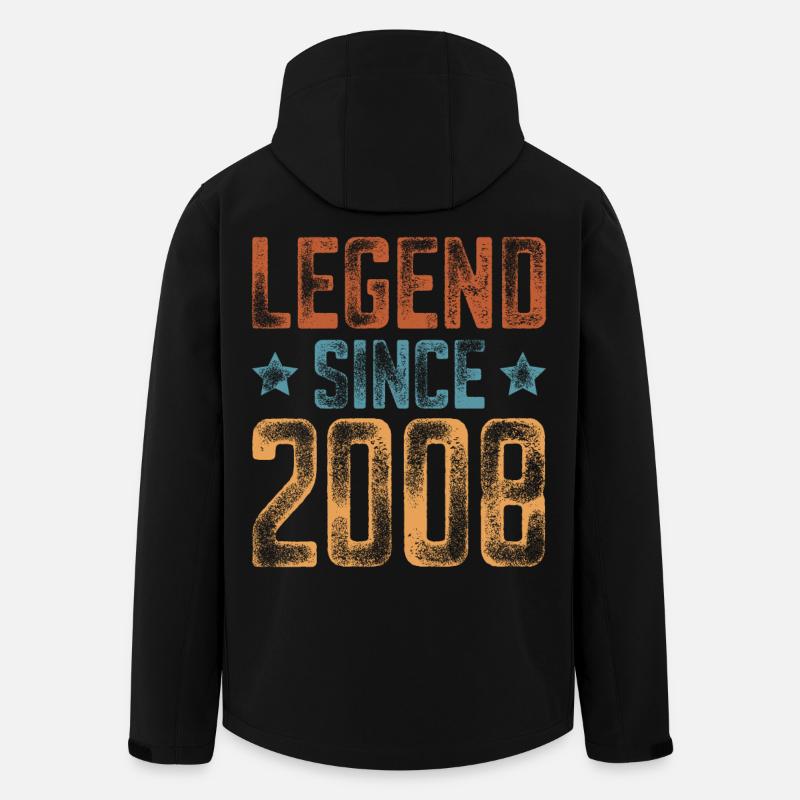2008 Naissance Année de naissance Anniversaire - Veste softshell homme en polyester recyclé Stanley/Stella - noir