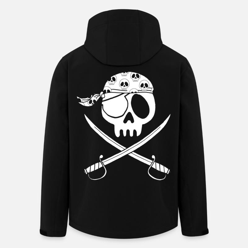 Crâne de pirate blanc - Veste softshell homme en polyester recyclé Stanley/Stella - noir