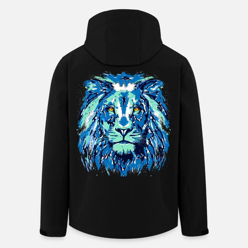 Blauer Löwe - Löwenkopf - Sternzeichen Löwe - Recycelte Männer Softshell-Jacke von Stanley/Stella - Schwarz