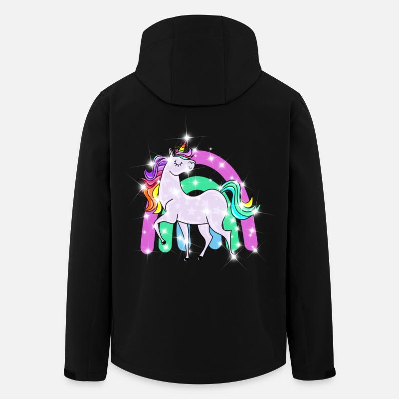 funkelndes Einhorn mit Regenbogen - Recycelte Männer Softshell-Jacke von Stanley/Stella - Schwarz