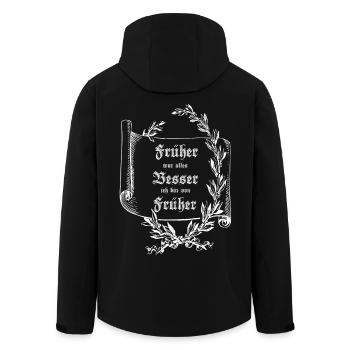 Schriftrolle Lorbeerkranz FRÜHER WAR ALLES BESSER - Recycelte Männer Softshell-Jacke von Stanley/Stella - Schwarz - Hinten - AI Model Male 185 light (185cm)