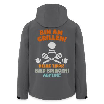 BIN AM GRILLEN BBQ Grillmeister - Recycelte Männer Softshell-Jacke von Stanley/Stella - Schwarz - Hinten - AI Model Male 185 light (185cm)