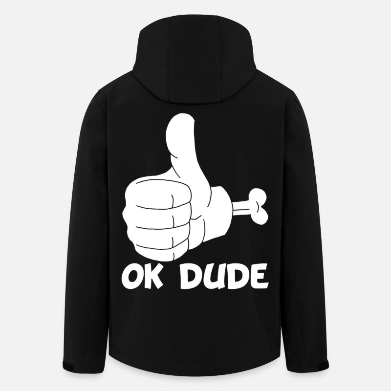 Ok mec ! (blanc) - Veste softshell homme en polyester recyclé Stanley/Stella - noir