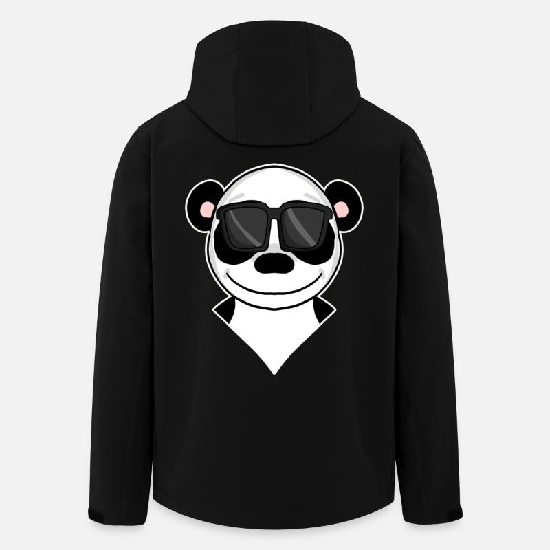 Panda - ours panda cool - Veste softshell homme en polyester recyclé Stanley/Stella - noir