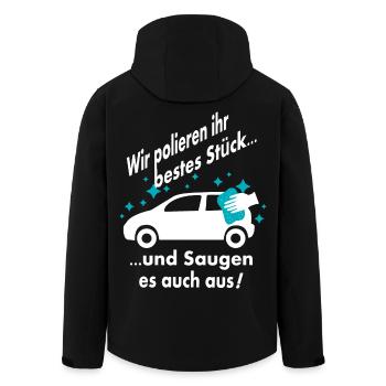 Auto Wäsche - Recycelte Männer Softshell-Jacke von Stanley/Stella - Schwarz - Hinten - AI Model Male 185 light (185cm)