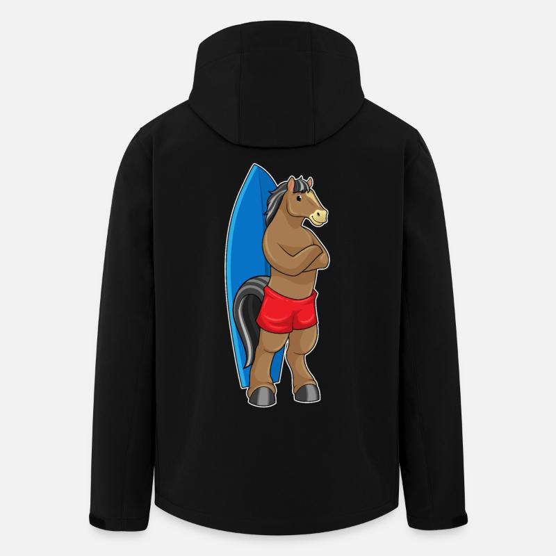 Pferd als Surfer mit Surfbrett - Recycelte Männer Softshell-Jacke von Stanley/Stella - Schwarz