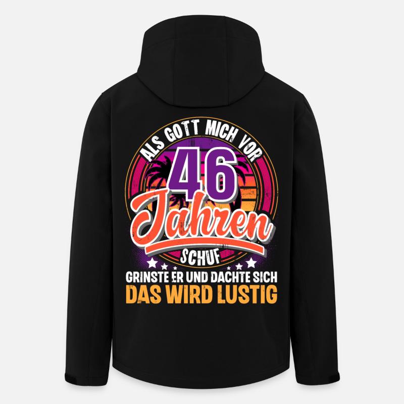 46. Geburtstag Als Gott Mich Schuf Vor - Recycelte Männer Softshell-Jacke von Stanley/Stella - Schwarz