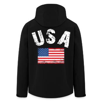 USA Flagge - Recycelte Männer Softshell-Jacke von Stanley/Stella - Schwarz - Hinten - AI Model Male 185 light (185cm)