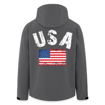 Drapeau des États-Unis - Veste softshell homme en polyester recyclé Stanley/Stella - charbon - Dos - AI Model Male 185 light (185cm)