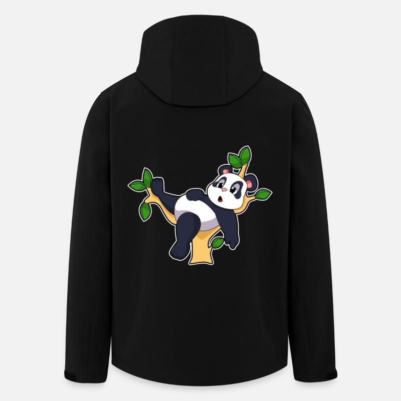 Panda Zweig - Recycelte Männer Softshell-Jacke von Stanley/Stella - Schwarz