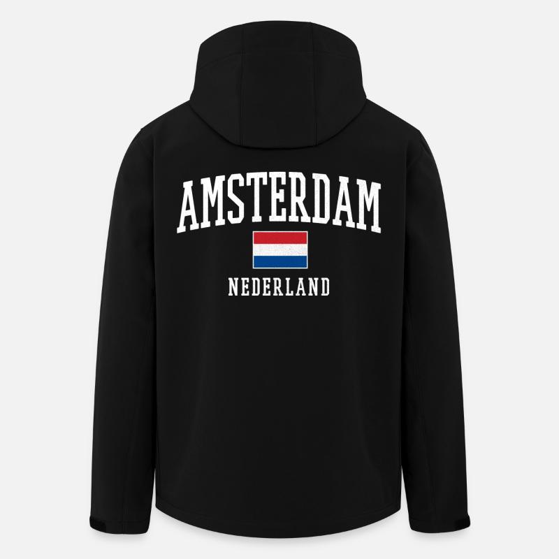 Amsterdam NL Flag Design - Men’s Recycled Softshell Jacket by Stanley/Stella - black