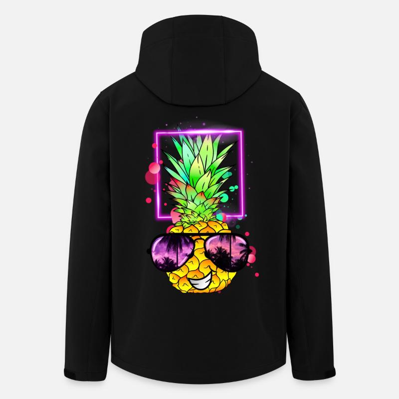 néon rétro ananas frais - Veste softshell homme en polyester recyclé Stanley/Stella - noir
