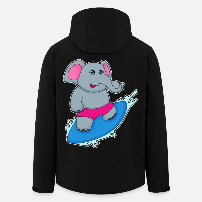 Elephant Surfing Surfboard Summer - Men’s Recycled Softshell Jacket by Stanley/Stella - black