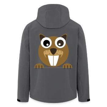 Cute Beaver Face – Funny Animal Design - Recycelte Männer Softshell-Jacke von Stanley/Stella - Schwarz - Hinten - AI Model Male 185 light (185cm)