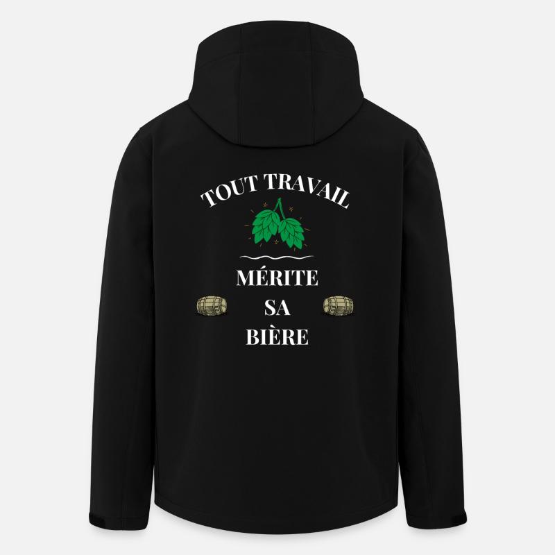 Tout travail mérite sa bière - Veste softshell homme en polyester recyclé Stanley/Stella - noir