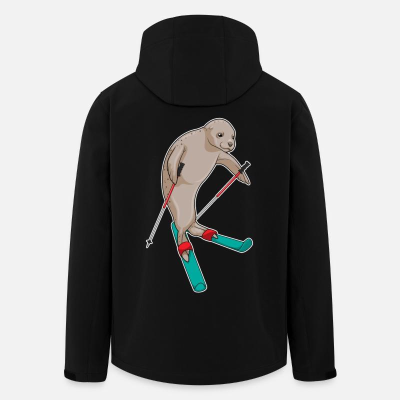 Seehund Skispringer Ski - Recycelte Männer Softshell-Jacke von Stanley/Stella - Schwarz