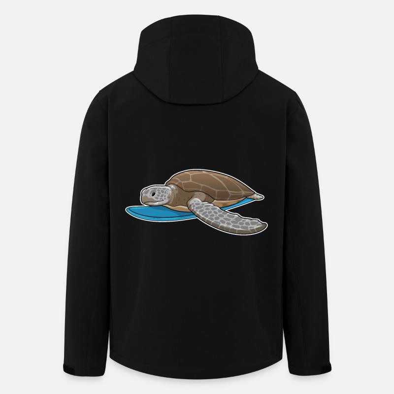 Turtle Surfing Surfboard Summer - Men’s Recycled Softshell Jacket by Stanley/Stella - black