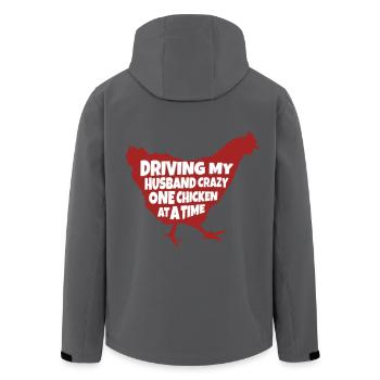 Driving My Husband Crazy One Chicken-backyard - Men’s Recycled Softshell Jacket by Stanley/Stella - black - Back - AI Model Male 185 light (185cm)