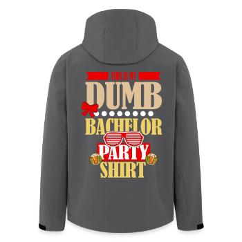Funny "Dumb Bachelor Party" Saying Motif - Men’s Recycled Softshell Jacket by Stanley/Stella - black - Back - AI Model Male 185 light (185cm)