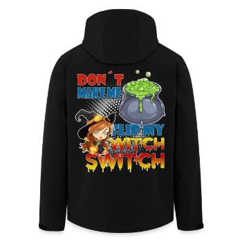 Funny "Flip my Witch Switch" Halloween Saying - Men’s Recycled Softshell Jacket by Stanley/Stella - black - Back - AI Model Male 185 light (185cm)