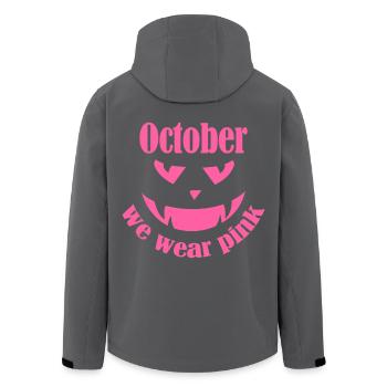 Oktober tragen wir Pink Halloween Kürbis - Recycelte Männer Softshell-Jacke von Stanley/Stella - Schwarz - Hinten - AI Model Male 185 light (185cm)