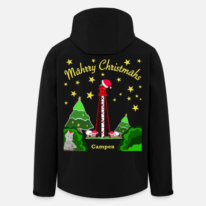 Christmas, Lighthouse Camping, Iconic Wolf - Men’s Recycled Softshell Jacket by Stanley/Stella - black