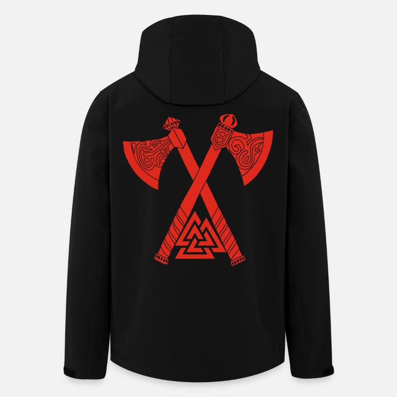 Haches et symbole viking rouge - Veste softshell homme en polyester recyclé Stanley/Stella - noir